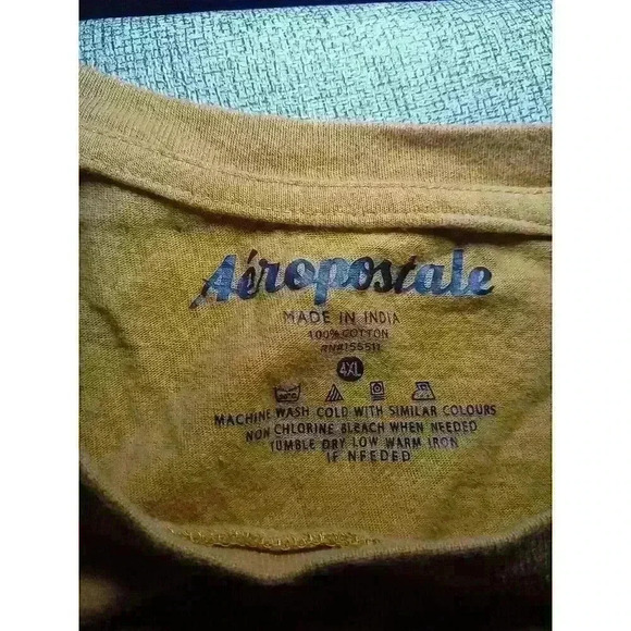 Aeropostale T Shirt Mens Size 4XL Mustard‎ Gold with Black Lettering EUC - Picture 5 of 5